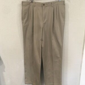 Farah Men 38x30 Pant Beige Dress Pleated Tapered 100% Cotton‎ Career Minimalist